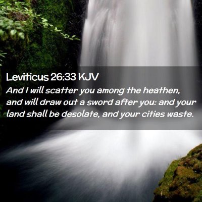 Picture 02 - Leviticus 26:33 KJV - And I will scatter you among the heathen, and - Bible Verse Picture
