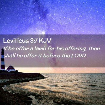 Picture 02 - Leviticus 3:7 KJV - If he offer a lamb for his offering, then shall - Bible Verse Picture