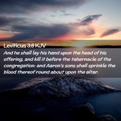 Picture 02 - Leviticus 3:8 KJV - And he shall lay his hand upon the head of his - Bible Verse Picture
