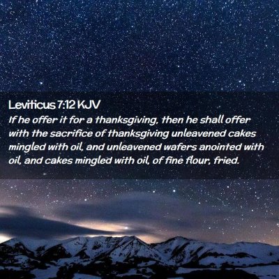 Picture 02 - Leviticus 7:12 KJV - If he offer it for a thanksgiving, then he shall - Bible Verse Picture