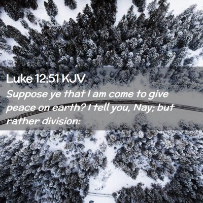 Picture 02 - Luke 12:51 KJV - Suppose ye that I am come to give peace on earth? - Bible Verse Picture