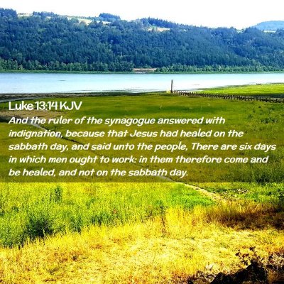 Picture 02 - Luke 13:14 KJV - And the ruler of the synagogue answered with - Bible Verse Picture