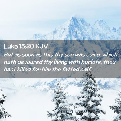 Picture 02 - Luke 15:30 KJV - But as soon as this thy son was come, which hath - Bible Verse Picture