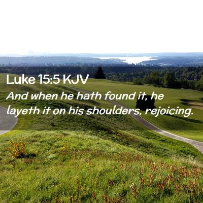 Picture 02 - Luke 15:5 KJV - And when he hath found it, he layeth it on his - Bible Verse Picture