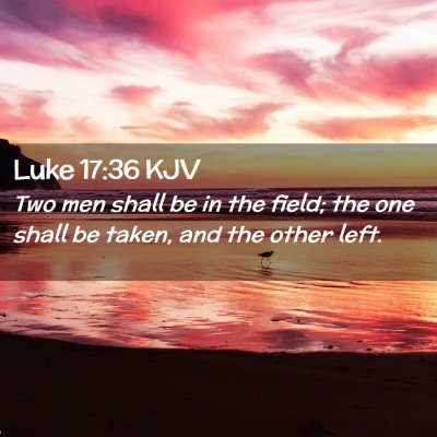 Picture 02 - Luke 17:36 KJV - Two men shall be in the field; the one shall be - Bible Verse Picture