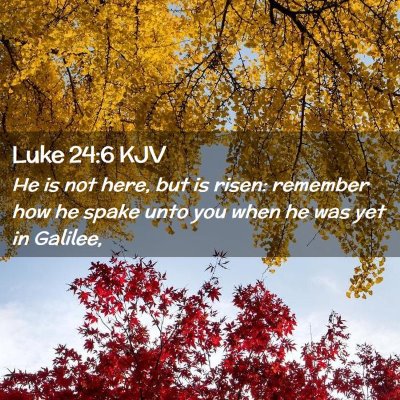 Picture 02 - Luke 24:6 KJV - He is not here, but is risen: remember how he - Bible Verse Picture