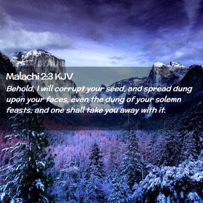 Picture 02 - Malachi 2:3 KJV - Behold, I will corrupt your seed, and spread dung - Bible Verse Picture