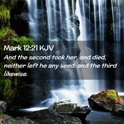 Picture 02 - Mark 12:21 KJV - And the second took her, and died, neither left - Bible Verse Picture