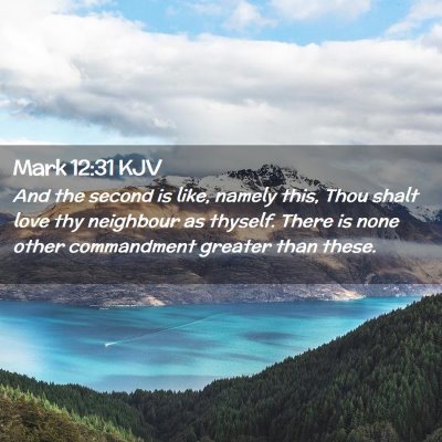 Picture 02 - Mark 12:31 KJV - And the second is like, namely this, Thou shalt - Bible Verse Picture