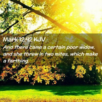 Picture 02 - Mark 12:42 KJV - And there came a certain poor widow, and she - Bible Verse Picture