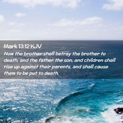 Picture 02 - Mark 13:12 KJV - Now the brother shall betray the brother to - Bible Verse Picture