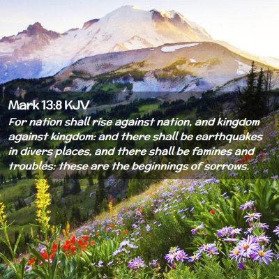 Picture 02 - Mark 13:8 KJV - For nation shall rise against nation, and kingdom - Bible Verse Picture