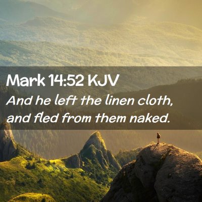 Picture 02 - Mark 14:52 KJV - And he left the linen cloth, and fled from them - Bible Verse Picture