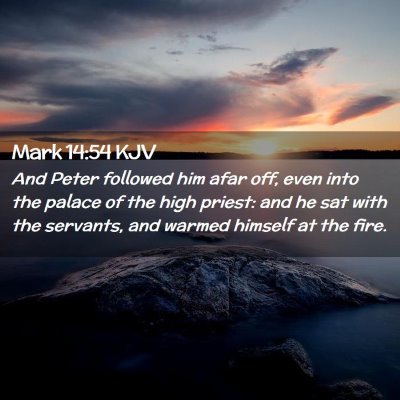 Picture 02 - Mark 14:54 KJV - And Peter followed him afar off, even into the - Bible Verse Picture