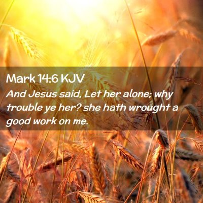 Picture 02 - Mark 14:6 KJV - And Jesus said, Let her alone; why trouble ye - Bible Verse Picture