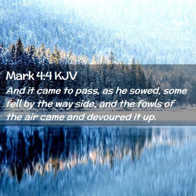 Picture 02 - Mark 4:4 KJV - And it came to pass, as he sowed, some fell by - Bible Verse Picture