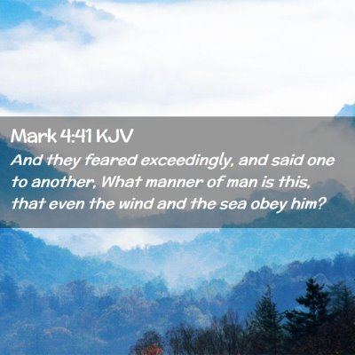 Picture 02 - Mark 4:41 KJV - And they feared exceedingly, and said one to - Bible Verse Picture