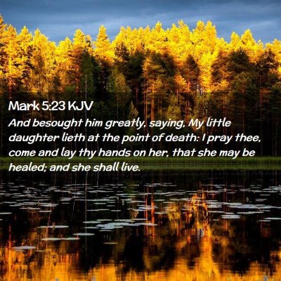 Picture 02 - Mark 5:23 KJV - And besought him greatly, saying, My little - Bible Verse Picture