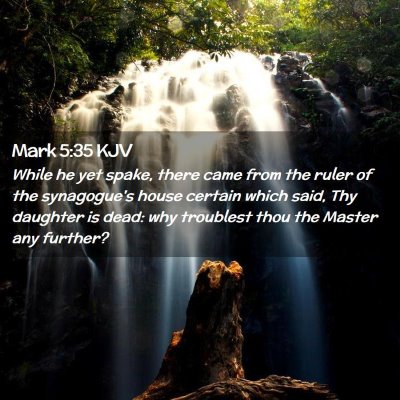 Picture 02 - Mark 5:35 KJV - While he yet spake, there came from the ruler of - Bible Verse Picture