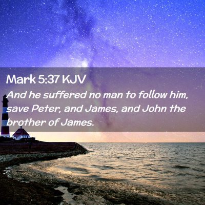 Picture 02 - Mark 5:37 KJV - And he suffered no man to follow him, save Peter, - Bible Verse Picture