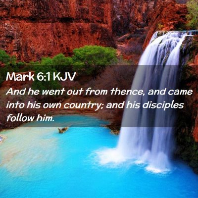 Picture 02 - Mark 6:1 KJV - And he went out from thence, and came into his - Bible Verse Picture
