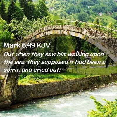 Picture 02 - Mark 6:49 KJV - But when they saw him walking upon the sea, they - Bible Verse Picture