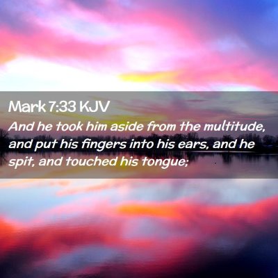 Picture 02 - Mark 7:33 KJV - And he took him aside from the multitude, and put - Bible Verse Picture