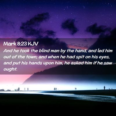 Picture 02 - Mark 8:23 KJV - And he took the blind man by the hand, and led - Bible Verse Picture