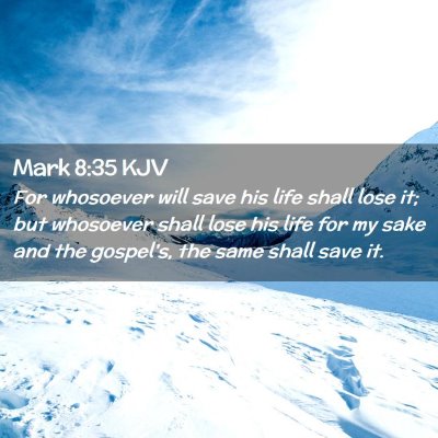 Picture 02 - Mark 8:35 KJV - For whosoever will save his life shall lose it; - Bible Verse Picture