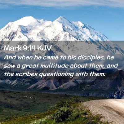 Picture 02 - Mark 9:14 KJV - And when he came to his disciples, he saw a great - Bible Verse Picture