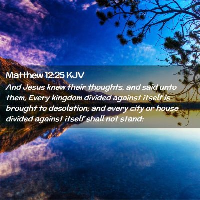 Picture 02 - Matthew 12:25 KJV - And Jesus knew their thoughts, and said unto - Bible Verse Picture