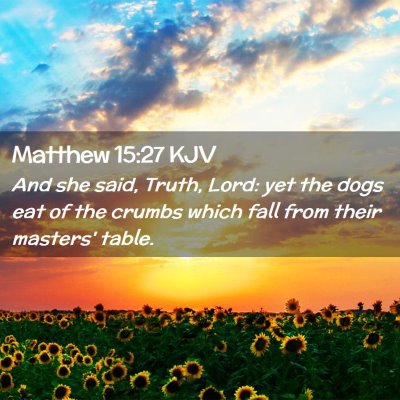 Picture 02 - Matthew 15:27 KJV - And she said, Truth, Lord: yet the dogs eat of - Bible Verse Picture