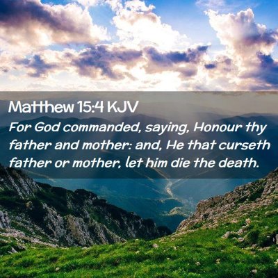 Picture 02 - Matthew 15:4 KJV - For God commanded, saying, Honour thy father and - Bible Verse Picture