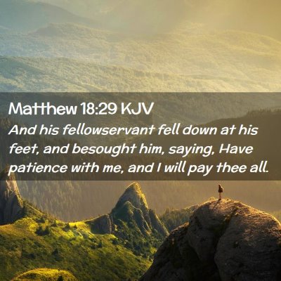 Picture 02 - Matthew 18:29 KJV - And his fellowservant fell down at his feet, and - Bible Verse Picture