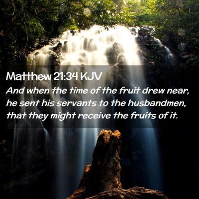 Picture 02 - Matthew 21:34 KJV - And when the time of the fruit drew near, he sent - Bible Verse Picture