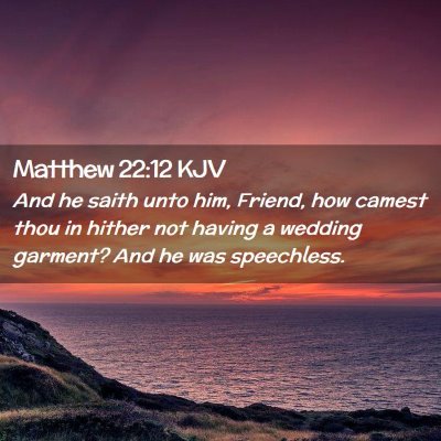 Picture 02 - Matthew 22:12 KJV - And he saith unto him, Friend, how camest thou in - Bible Verse Picture
