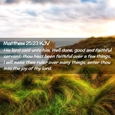Picture 02 - Matthew 25:23 KJV - His lord said unto him, Well done, good and - Bible Verse Picture