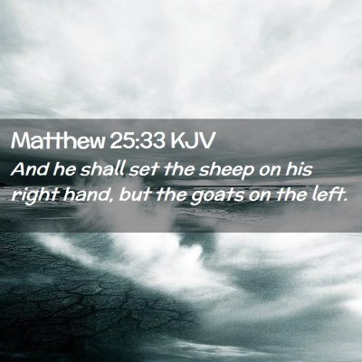 Picture 02 - Matthew 25:33 KJV - And he shall set the sheep on his right hand, but - Bible Verse Picture