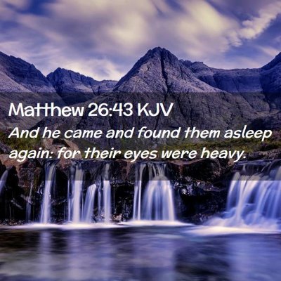 Picture 02 - Matthew 26:43 KJV - And he came and found them asleep again: for - Bible Verse Picture