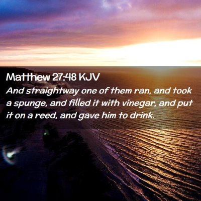 Picture 02 - Matthew 27:48 KJV - And straightway one of them ran, and took a - Bible Verse Picture