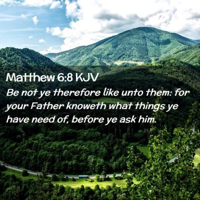 Picture 02 - Matthew 6:8 KJV - Be not ye therefore like unto them: for your - Bible Verse Picture