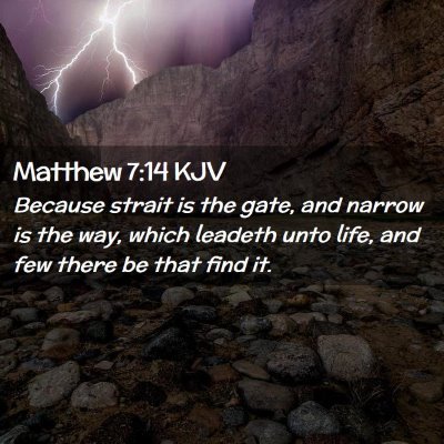 Picture 02 - Matthew 7:14 KJV - Because strait is the gate, and narrow is the - Bible Verse Picture