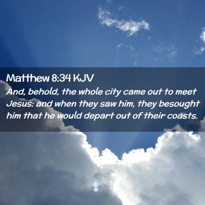 Picture 02 - Matthew 8:34 KJV - And, behold, the whole city came out to meet - Bible Verse Picture