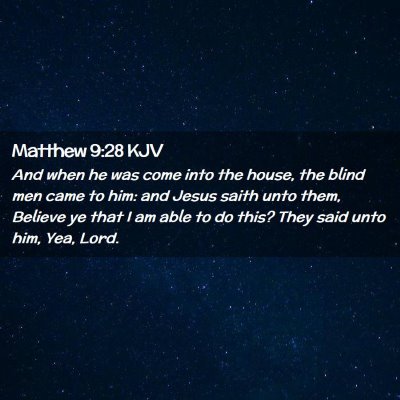 Picture 02 - Matthew 9:28 KJV - And when he was come into the house, the blind - Bible Verse Picture