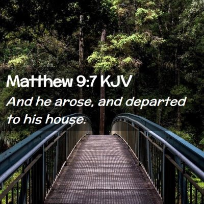 Picture 02 - Matthew 9:7 KJV - And he arose, and departed to his - Bible Verse Picture