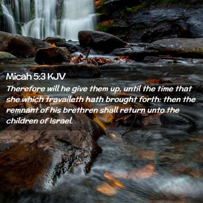 Picture 02 - Micah 5:3 KJV - Therefore will he give them up, until the time - Bible Verse Picture