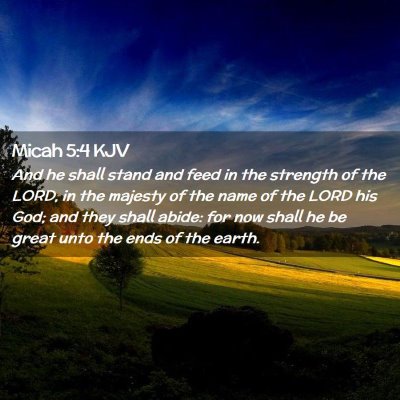 Picture 02 - Micah 5:4 KJV - And he shall stand and feed in the strength of - Bible Verse Picture