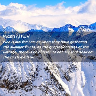 Picture 02 - Micah 7:1 KJV - Woe is me! for I am as when they have gathered - Bible Verse Picture