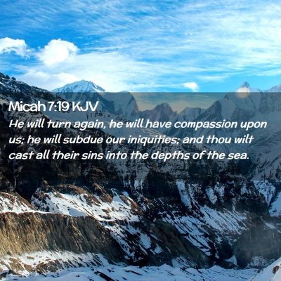 Picture 02 - Micah 7:19 KJV - He will turn again, he will have compassion upon - Bible Verse Picture