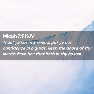 Picture 02 - Micah 7:5 KJV - Trust ye not in a friend, put ye not confidence - Bible Verse Picture